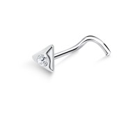 Triangle with Stone Silver Curved Nose Stud NSKB-553